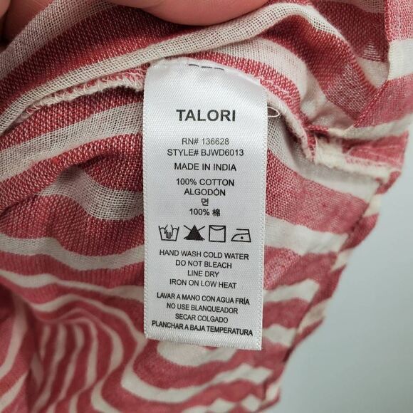 Talori Women's Red White Striped Faux Wrap Long Sleeve Shirt Size Small‎ - Picture 3 of 4